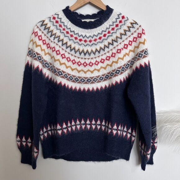 Doen Harvest Fair Isle Mohair Merino Wool Blend Sweater - Picture 1 of 12